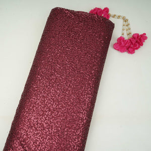 Dark Red Sequins Embroidery Net Fabric LI-32177 - TradeUNO