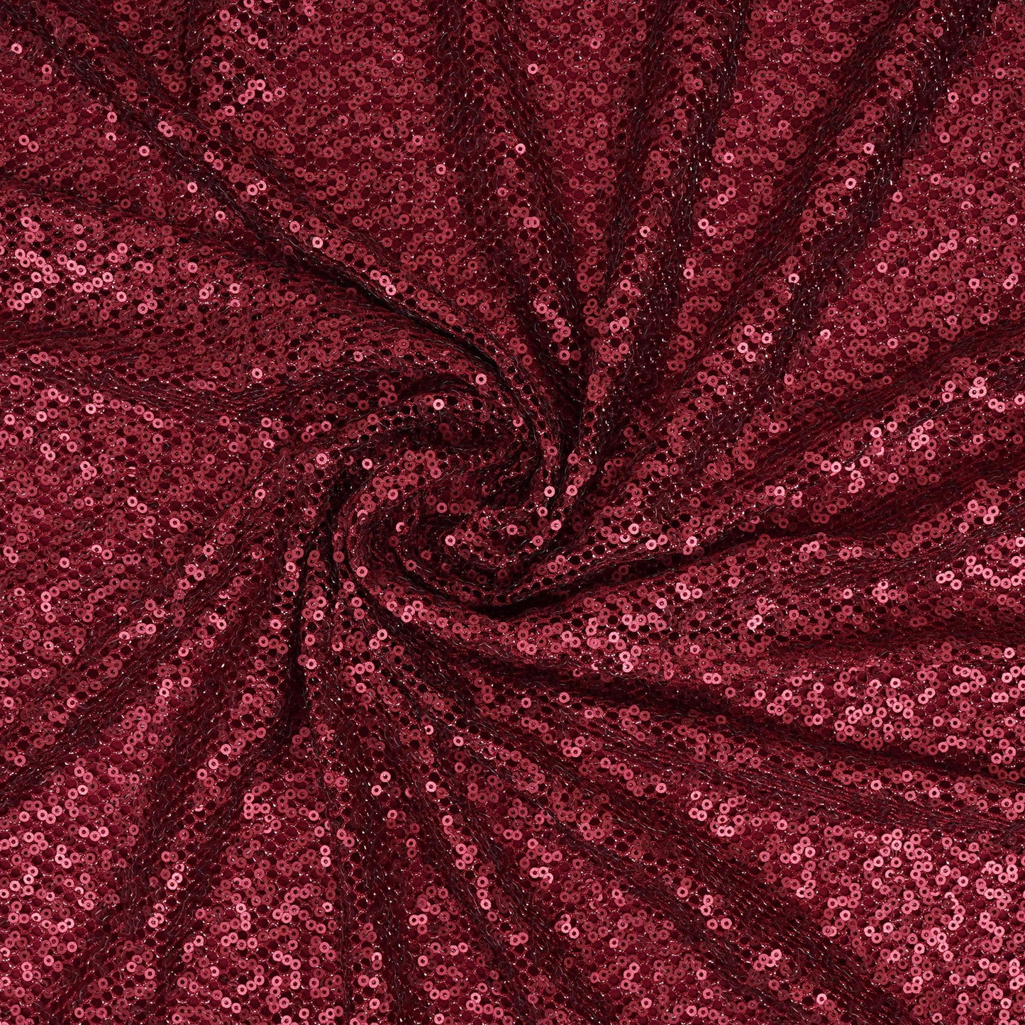 Dark Red Sequins Embroidery Net Fabric LI-32177