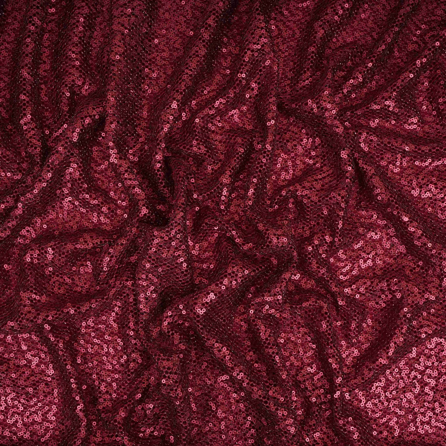 Dark Red Sequins Embroidery Net Fabric LI-32177