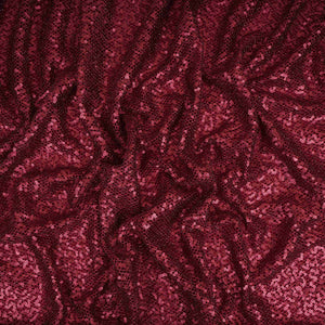 Dark Red Sequins Embroidery Net Fabric LI-32177 - TradeUNO