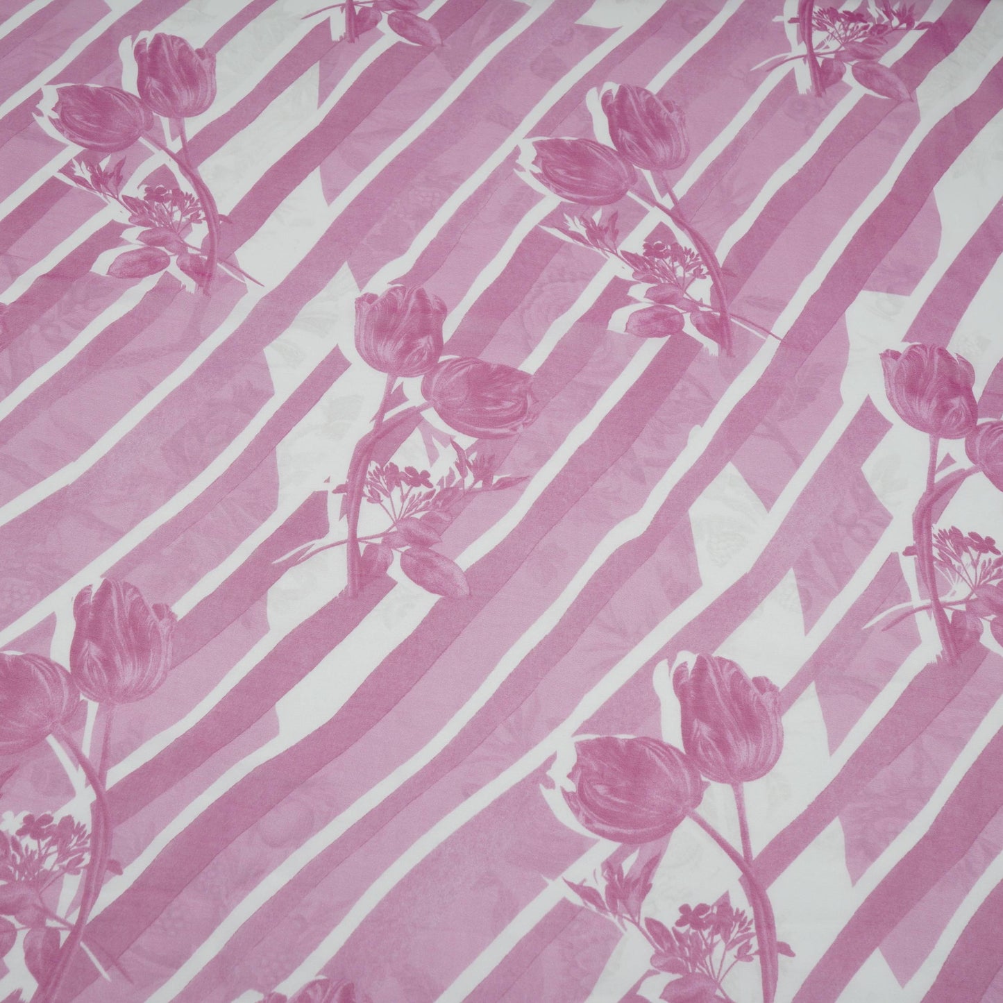 Magenta Pink With Cream Floral Print Georgette Fabric VP-32358