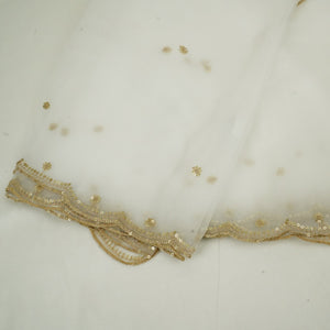 White Floral Sequins Zari Embroidery Dyeable Organza Dupatta SST-33615 – image 3 of 4