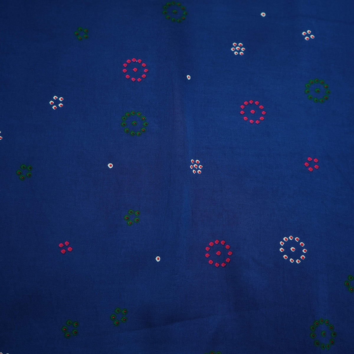 Navy Blue Floral Motifs Print Modal Satin Fabric