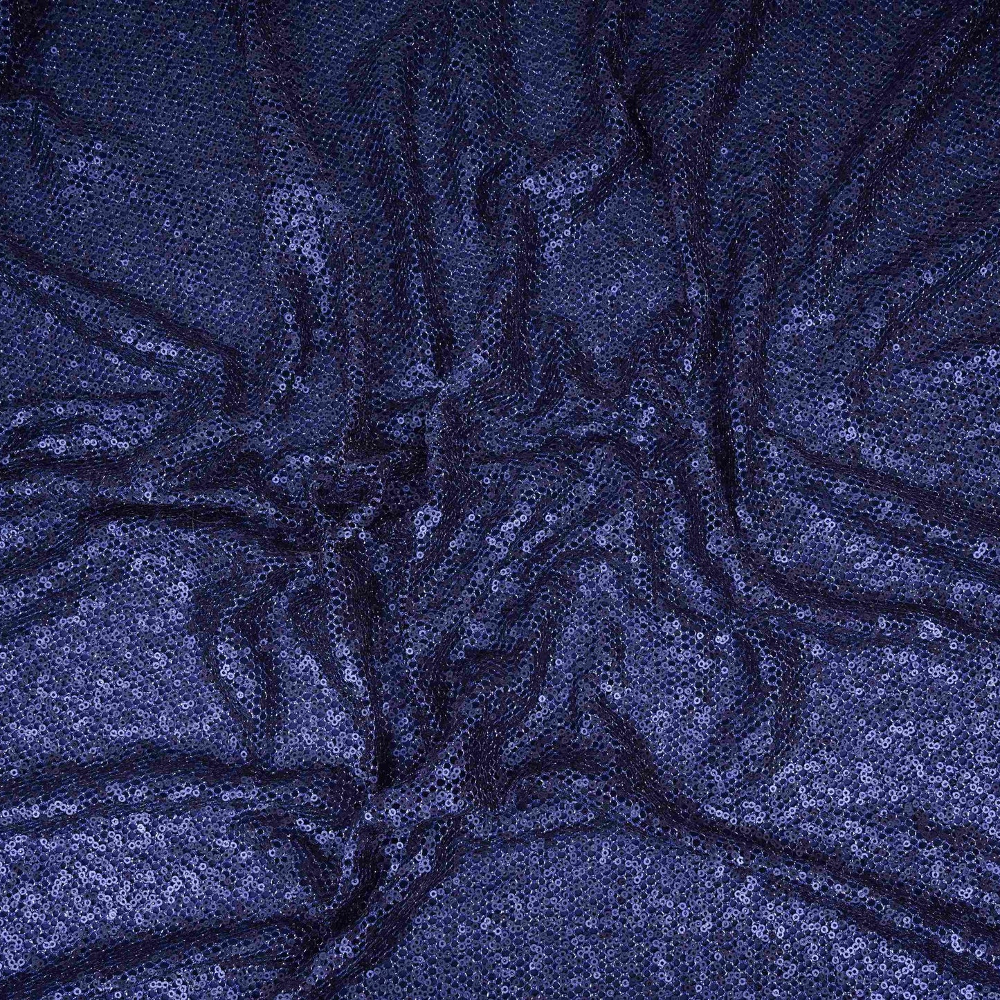 Navy Blue Sequins Embroidery Net Fabric LI-32180