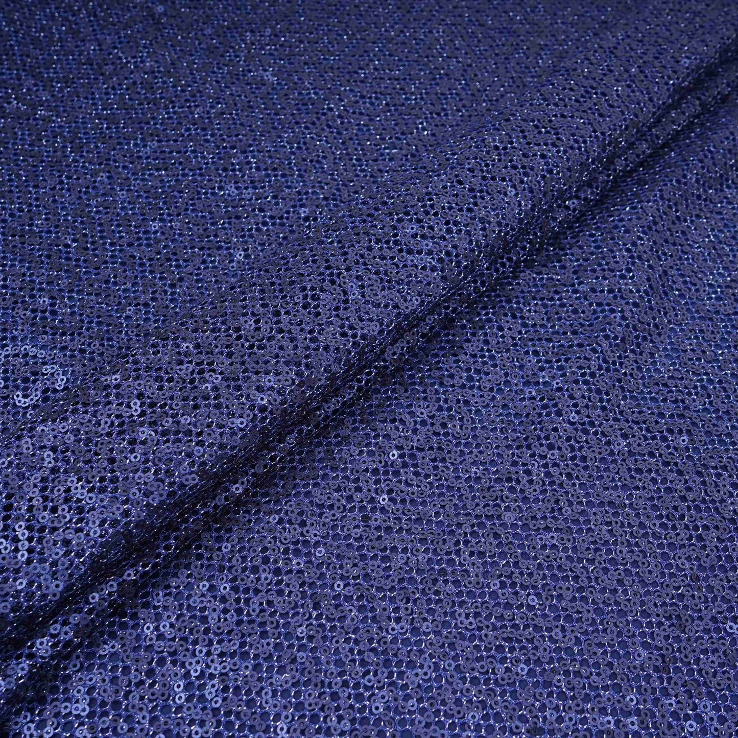 Navy Blue Sequins Embroidery Net Fabric LI-32180