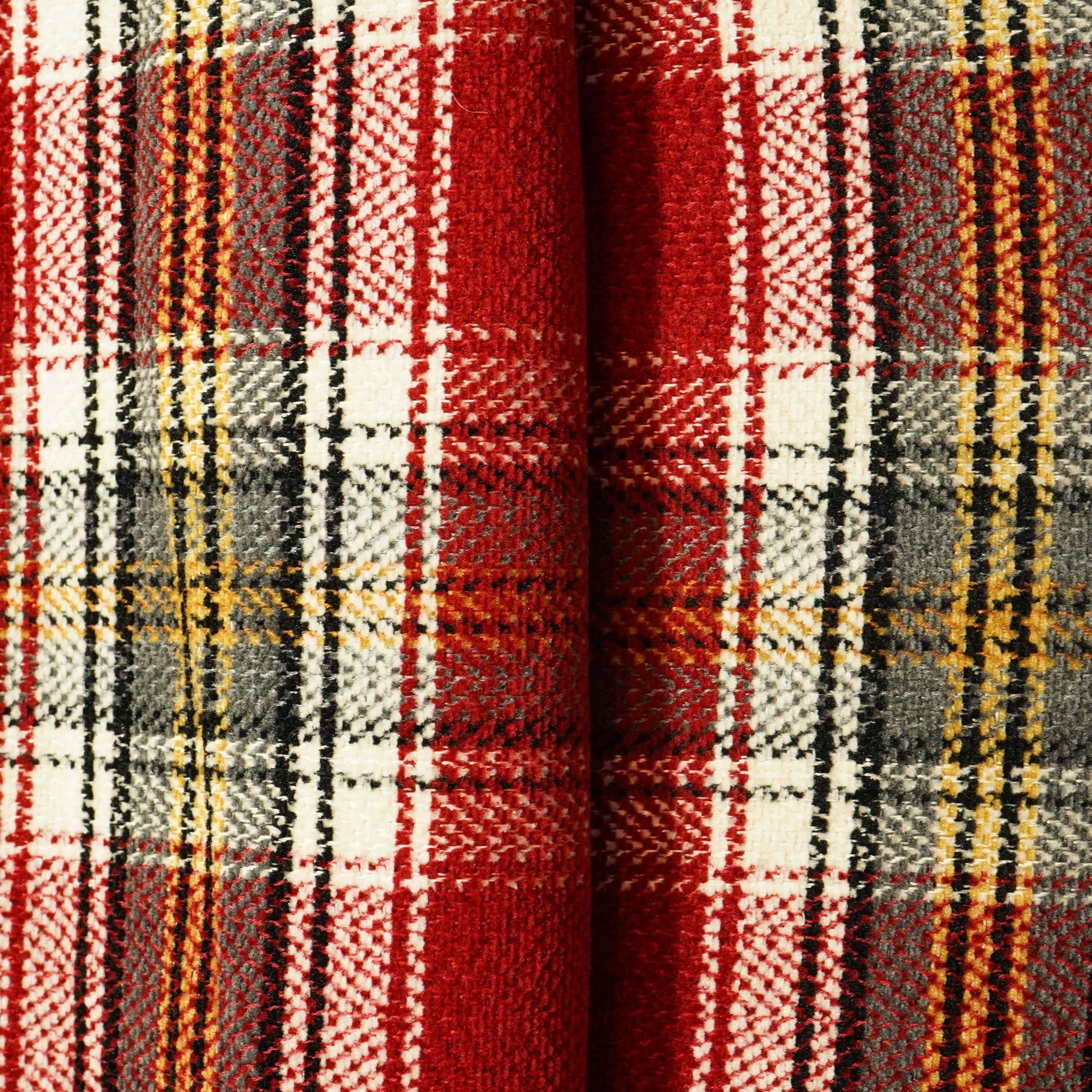 Red & Black Check Tweed Fabric