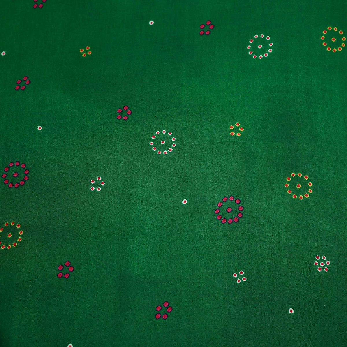 Emerald Green Floral Print Modal Satin Fabric