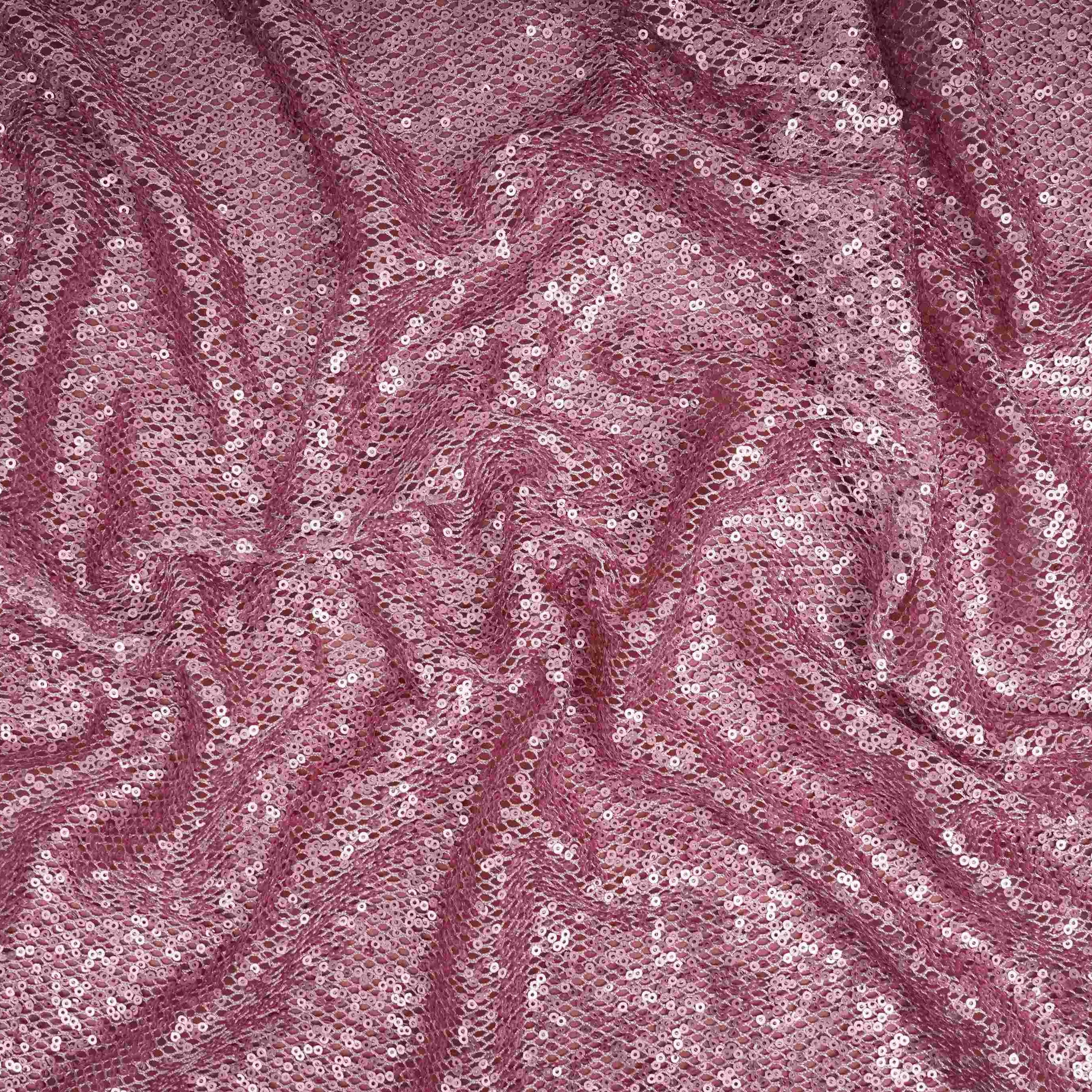 Pink Sequins Embroidery Net Fabric LI-32176 - TradeUNO