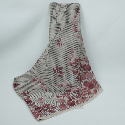 Maroon & Black Floral Print Georgette Fabric VP-32365
