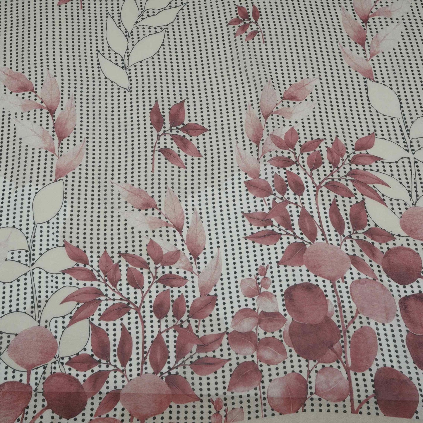 Maroon & Black Floral Print Georgette Fabric VP-32365