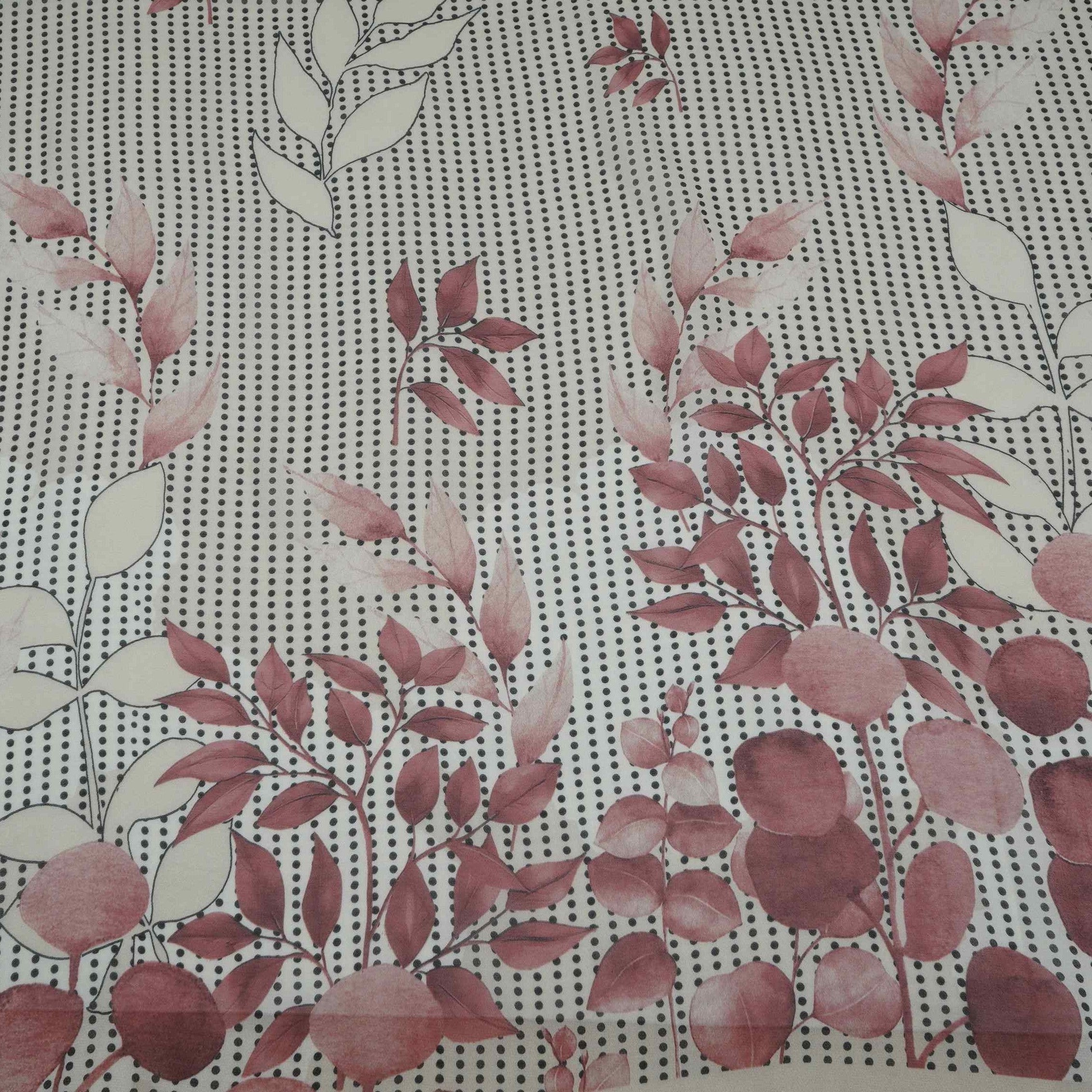 Maroon & Black Floral Print Georgette Fabric VP-32365 - TradeUNO