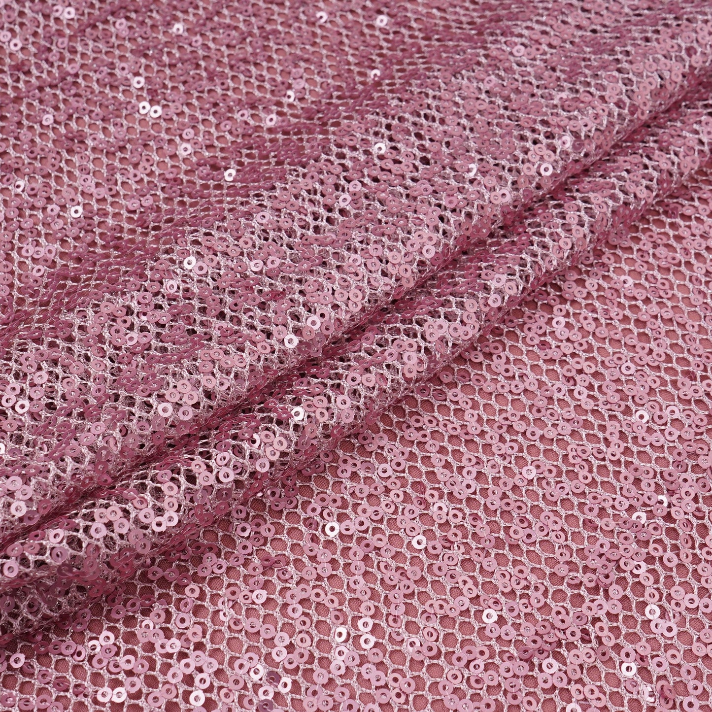Pink Sequins Embroidery Net Fabric LI-32176
