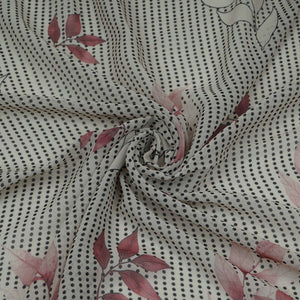Maroon & Black Floral Print Georgette Fabric VP-32365 - TradeUNO