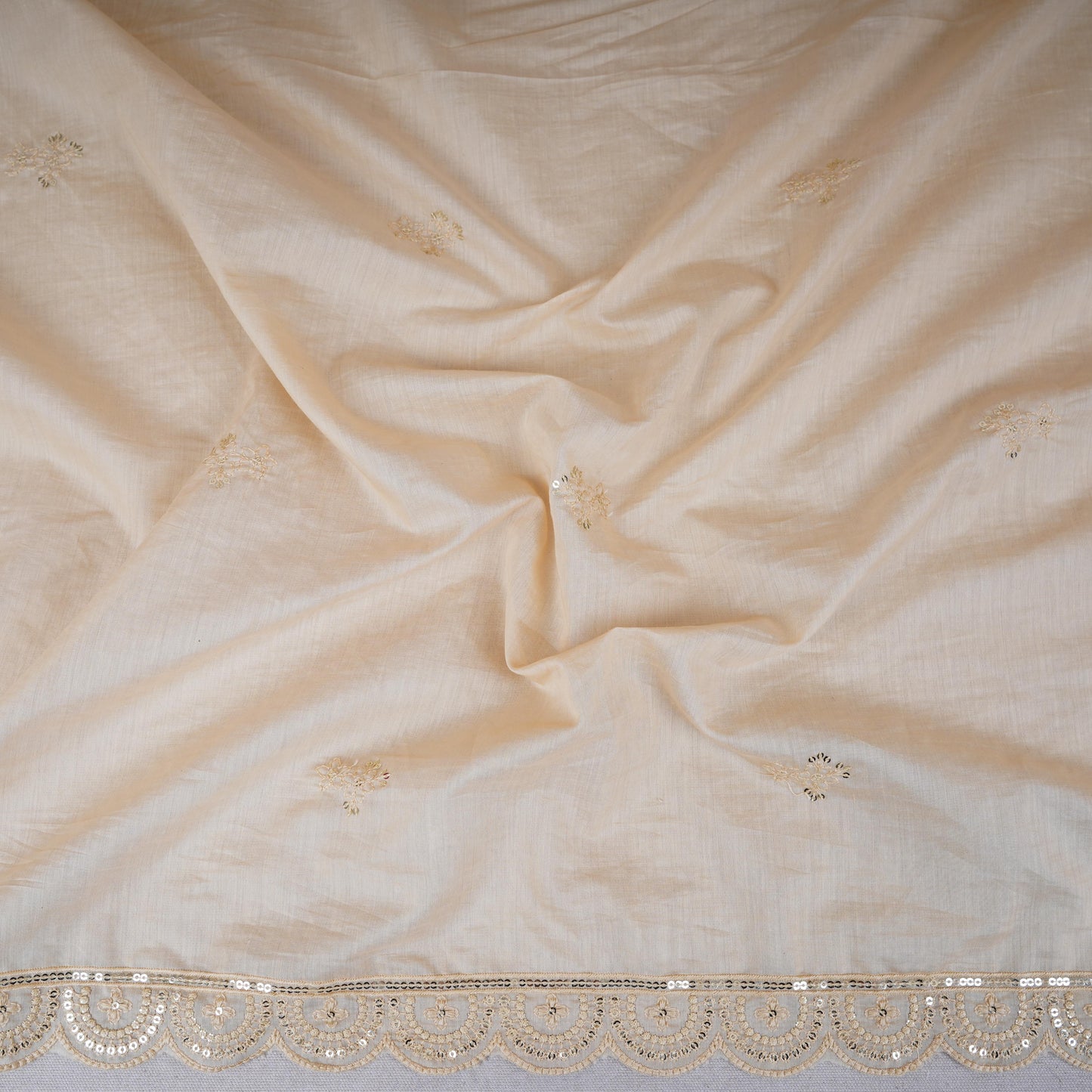 Beige Embroidery Chanderi Dupatta DC-30339