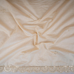 Beige Embroidery Chanderi Dupatta DC-30339 - TradeUNO