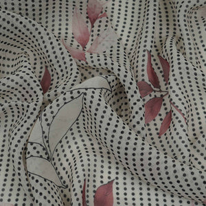 Maroon & Black Floral Print Georgette Fabric VP-32365 - TradeUNO