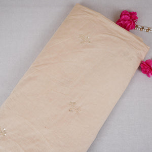 Beige Embroidery Chanderi Dupatta DC-30339 - TradeUNO