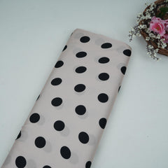 Cream With Black Polka Dot Modal Satin Fabric VP-32353