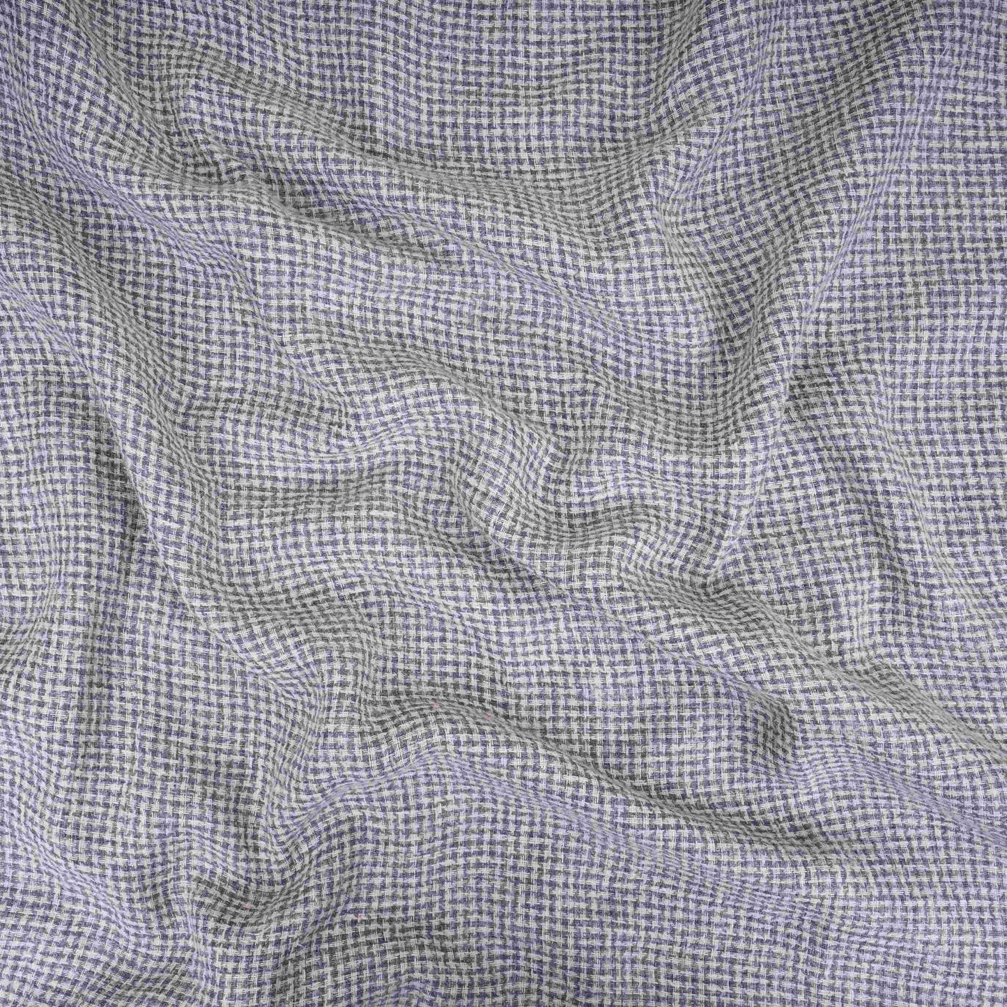 Blue With White Geometrical Linen Jute Fabric RS-32301