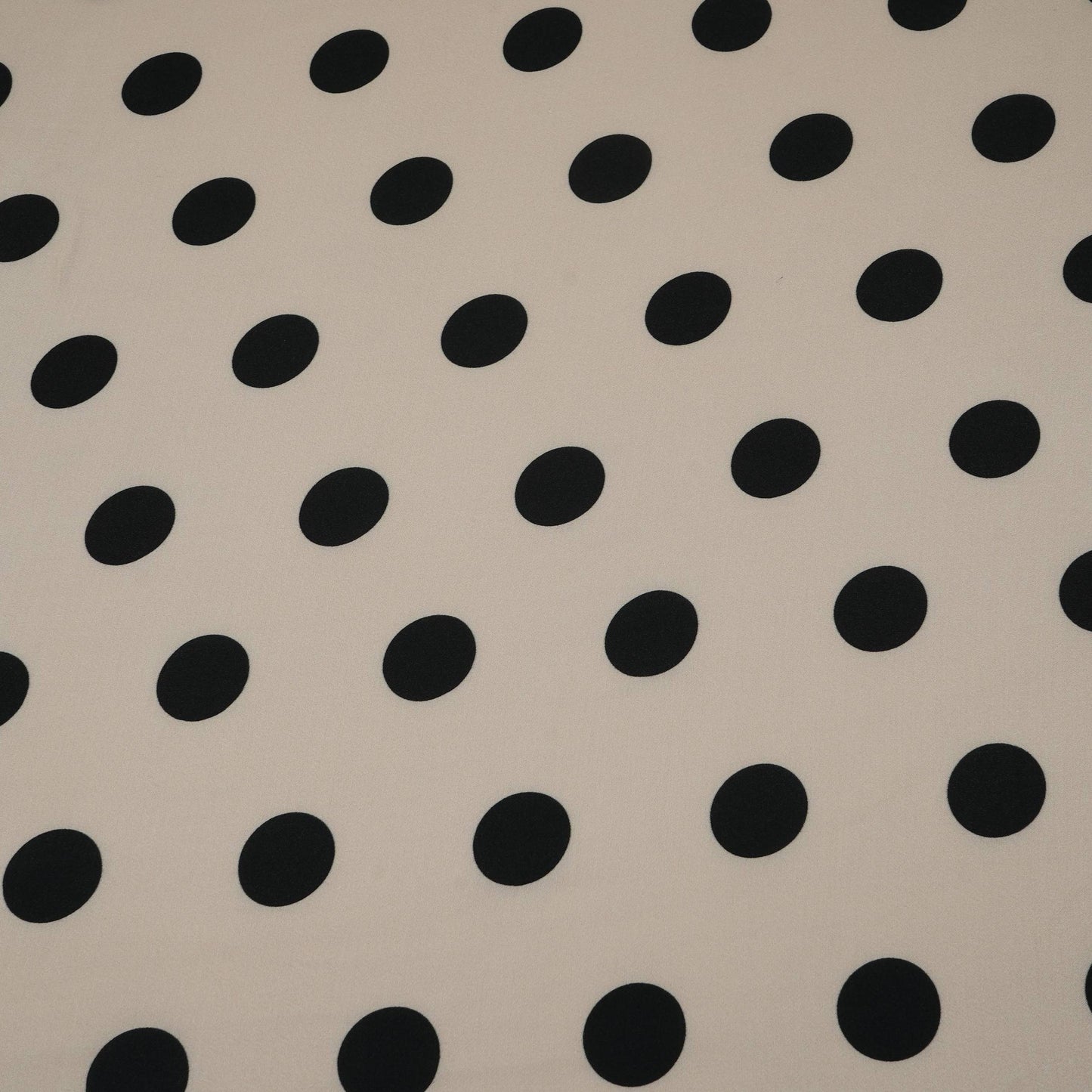 Cream With Black Polka Dot Modal Satin Fabric VP-32353