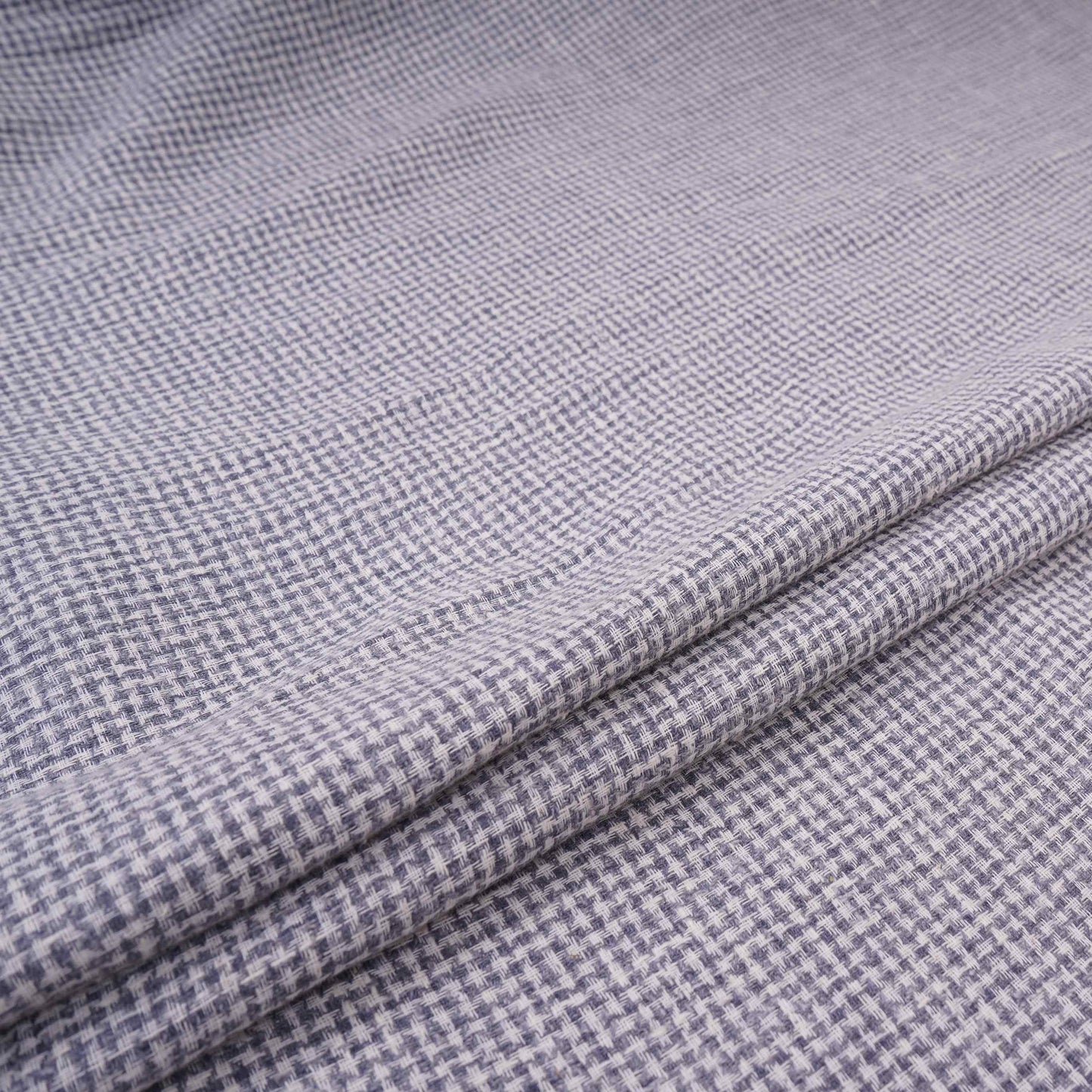 Blue With White Geometrical Linen Jute Fabric RS-32301
