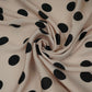 Cream With Black Polka Dot Modal Satin Fabric VP-32353