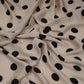 Cream With Black Polka Dot Modal Satin Fabric VP-32353