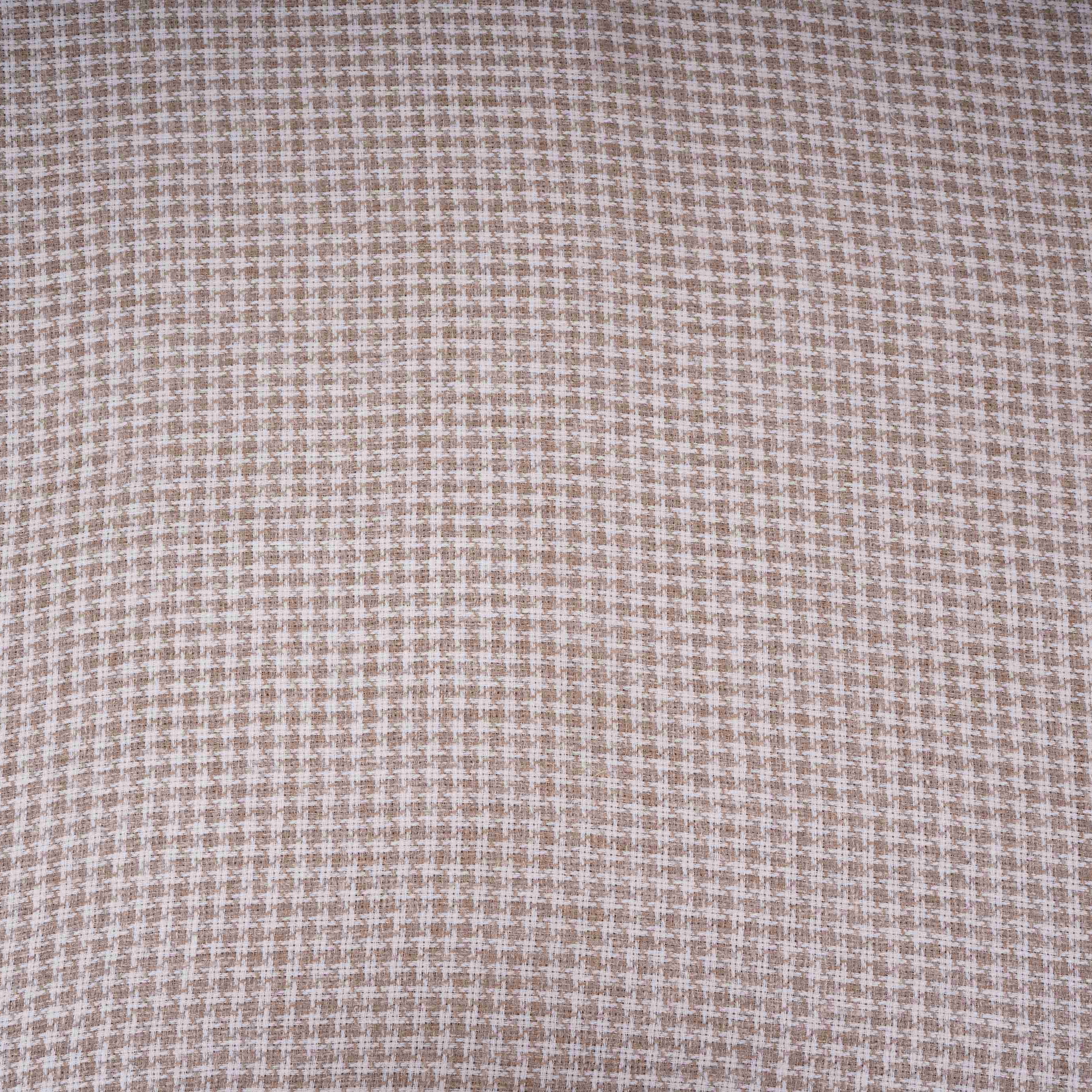 Brown With White Check Linen Jute Fabric RS-32302 - TradeUNO