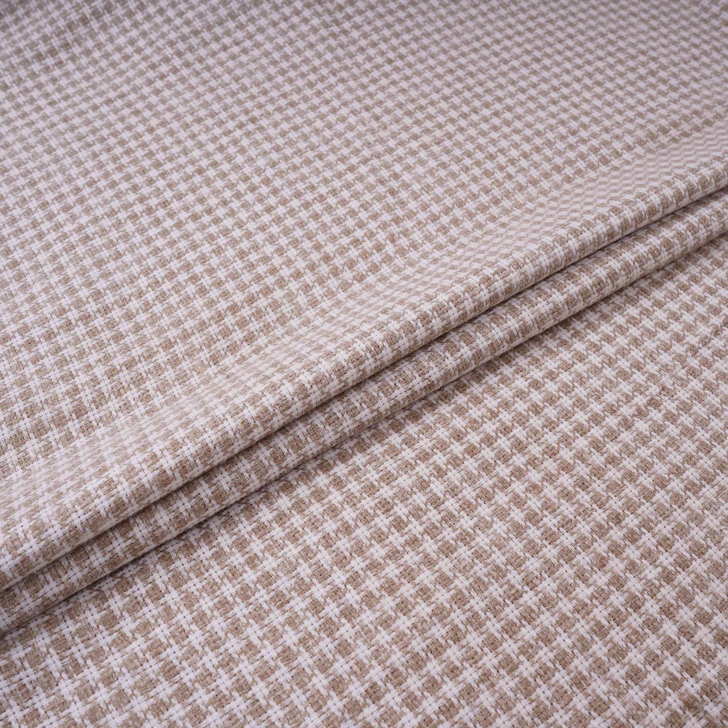 Brown With White Check Linen Jute Fabric RS-32302