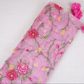Pink French Knot Embroidery Organza Fabric GTS-30501