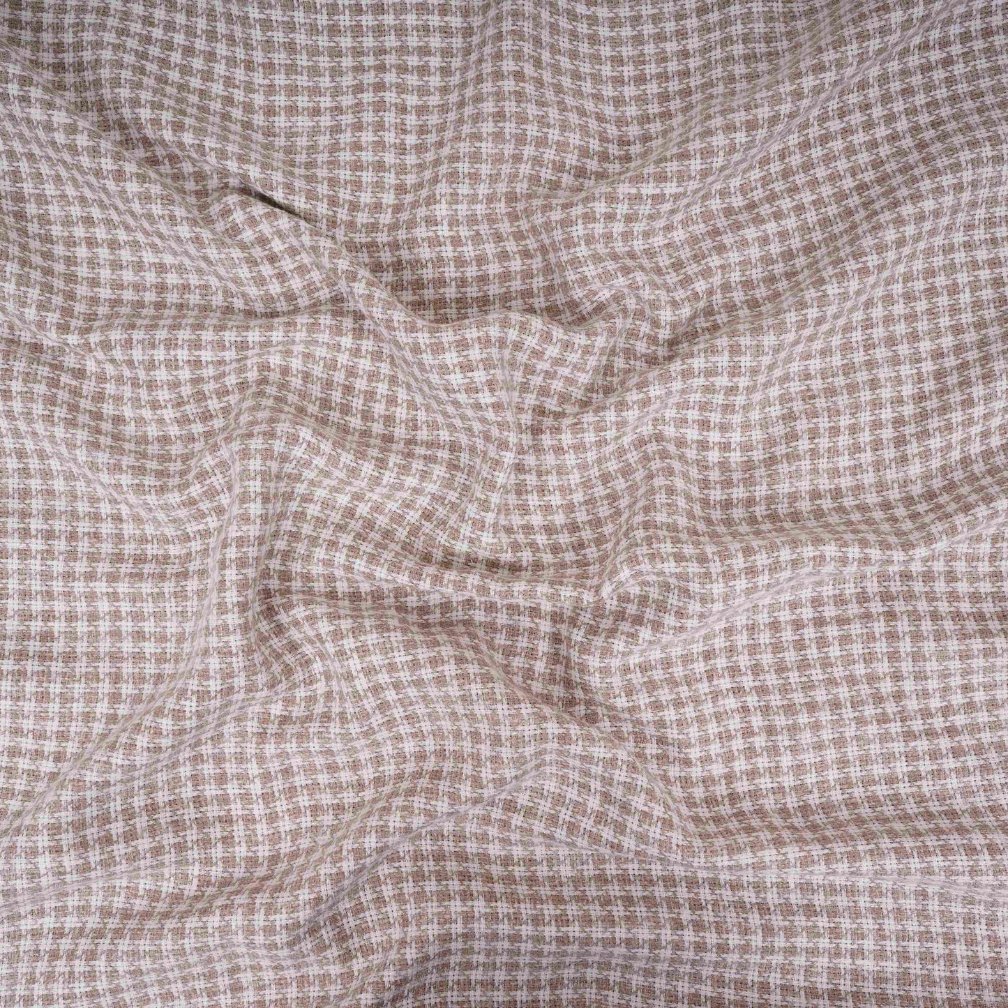 Brown With White Check Linen Jute Fabric RS-32302