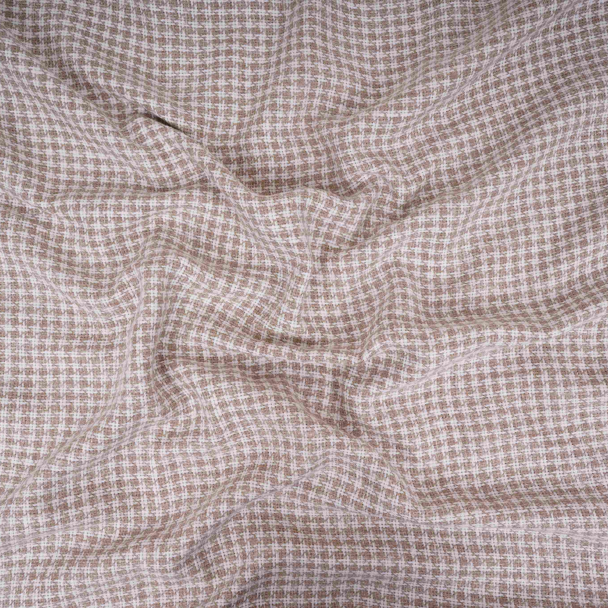 Brown With White Check Linen Jute Fabric RS-32302 - TradeUNO