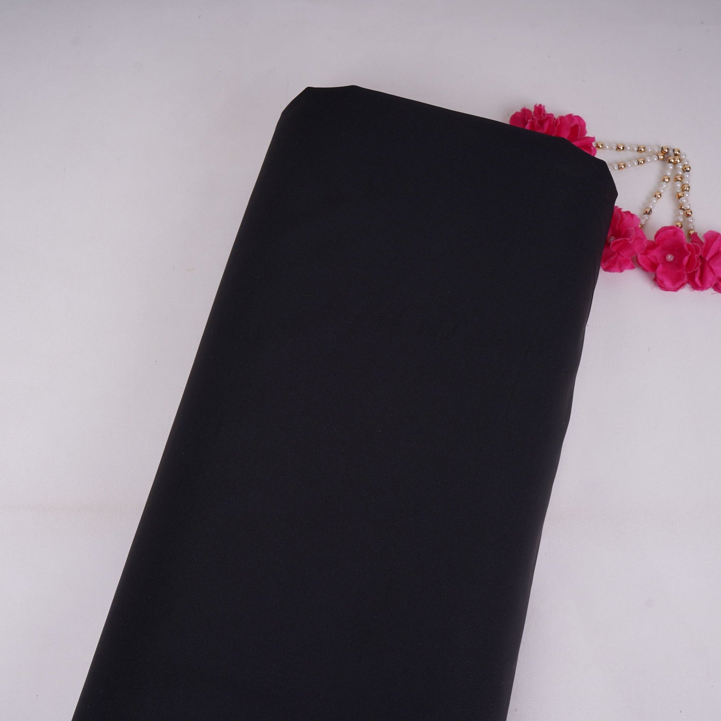 Black Solid Banana Crepe Fabric LIB-01