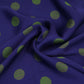 Blue With Green Polka Dot Modal Satin Fabric VP-32347