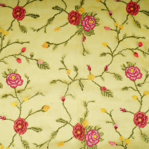 Yellow French Knot Embroidery Organza Fabric GTS-30499 - TradeUNO