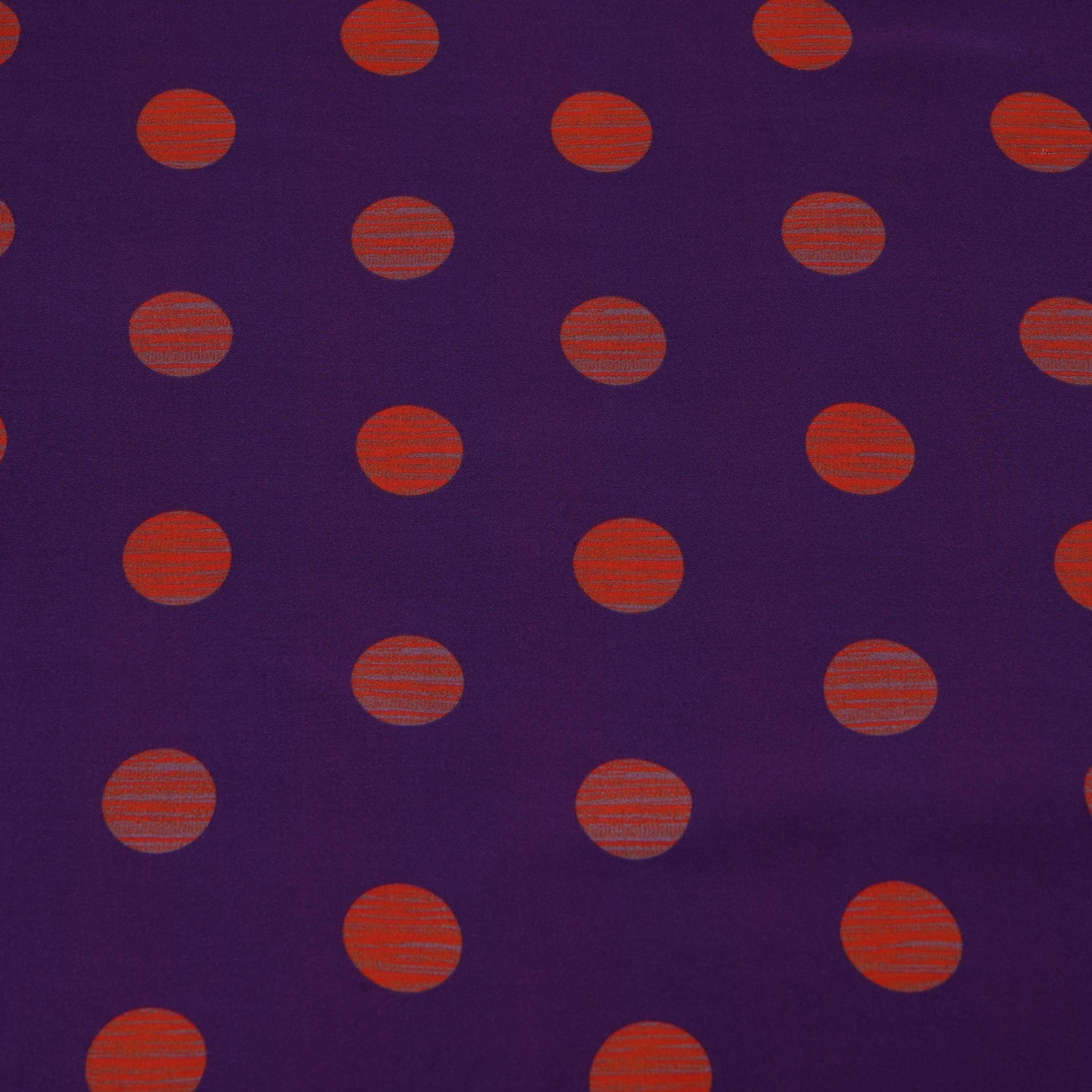 Purple With Orange Polka Dot Modal Satin Fabric VP-32351 - TradeUNO
