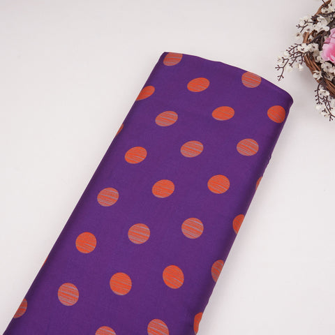 Purple and orange polka dot modal satin fabric for festive wear