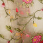 Brown French Knot Embroidery Organza Fabric GTS-30496