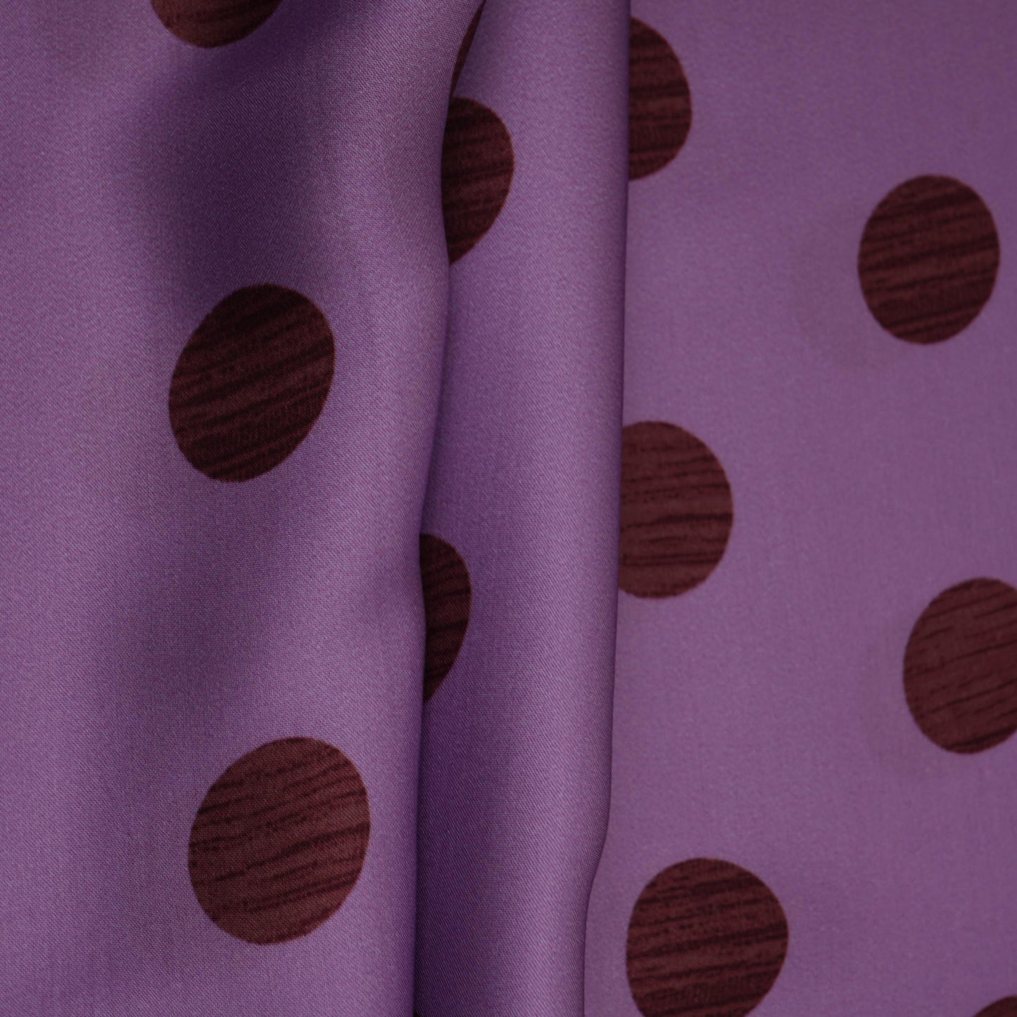 Lavender With Brown Polka Dot Modal Satin Fabric VP-32355