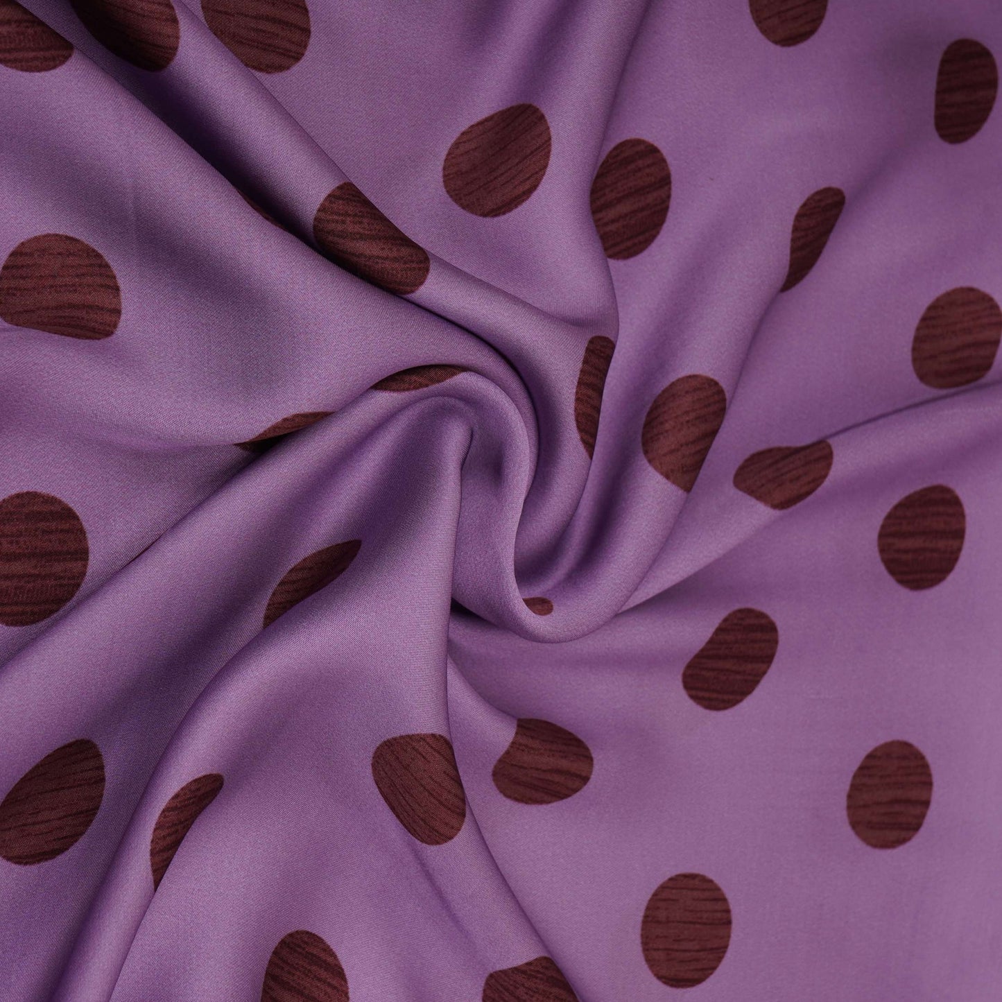 Lavender With Brown Polka Dot Modal Satin Fabric VP-32355