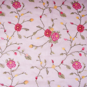 Lavender French Knot Embroidery Organza Fabric GTS-30497 - TradeUNO