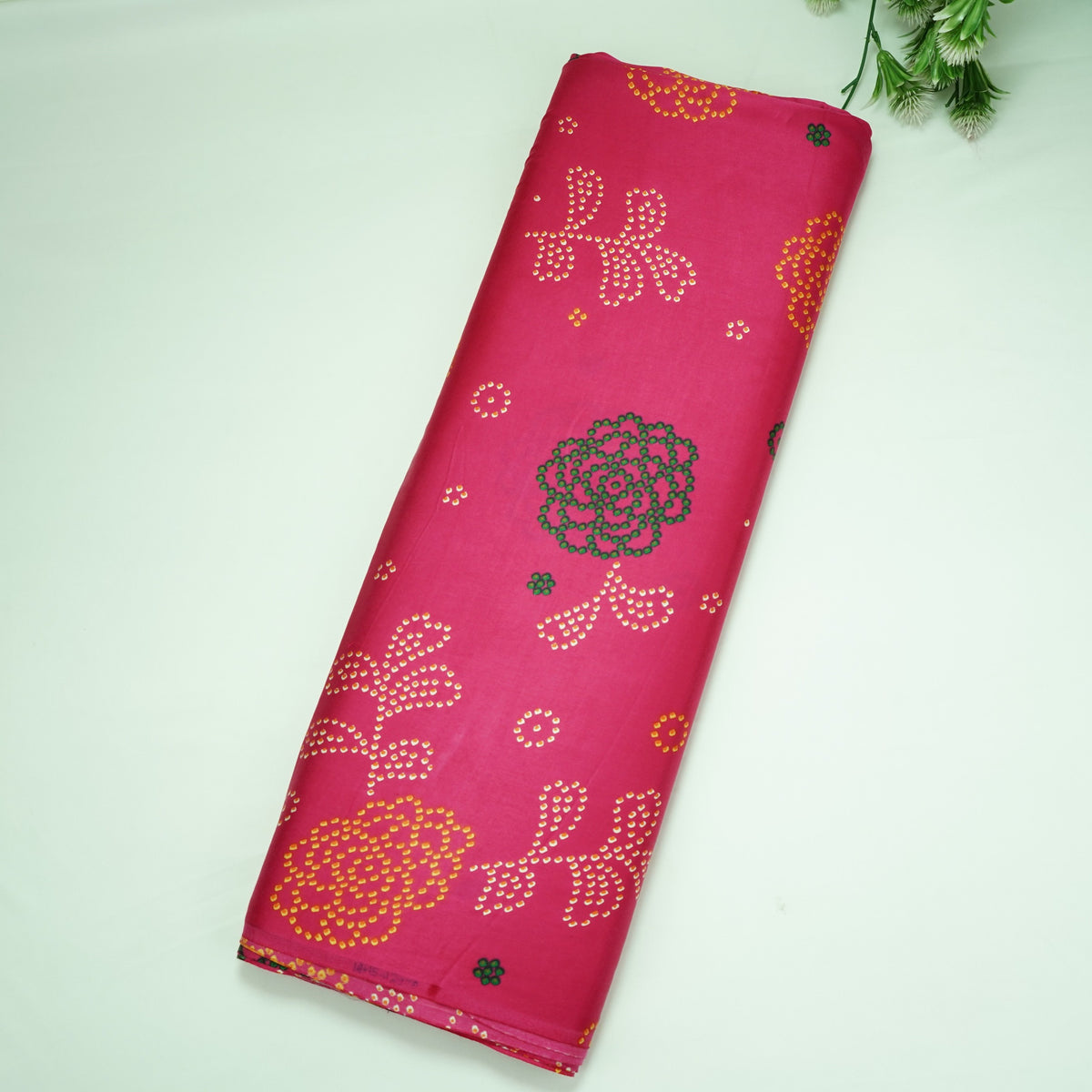 Magenta Floral Print Modal Satin Fabric