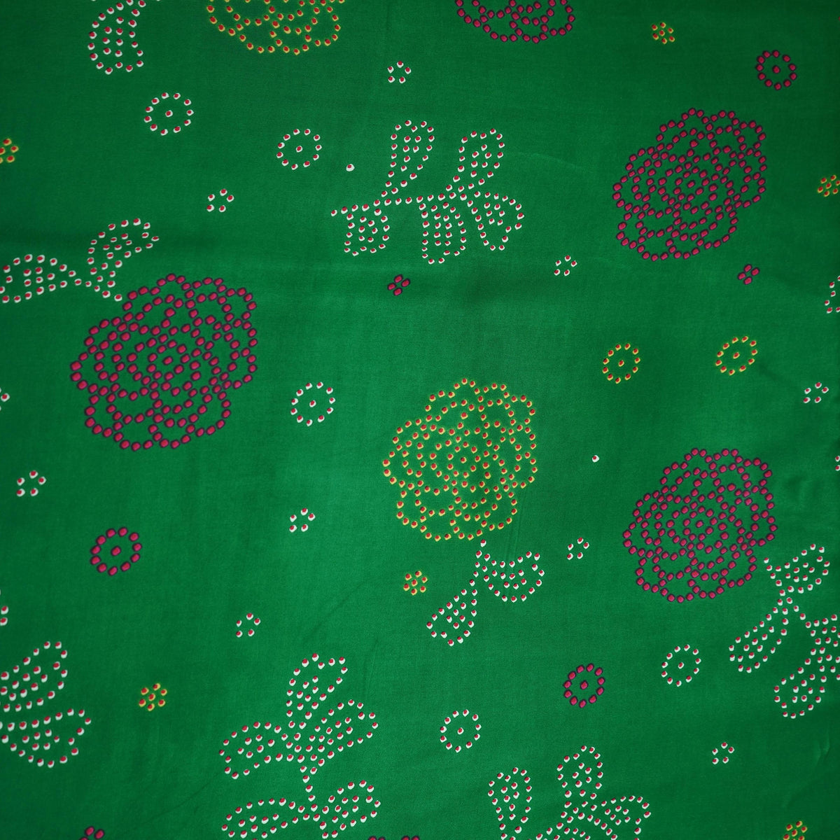 Emerald Green Floral Motifs Print Modal Satin Fabric