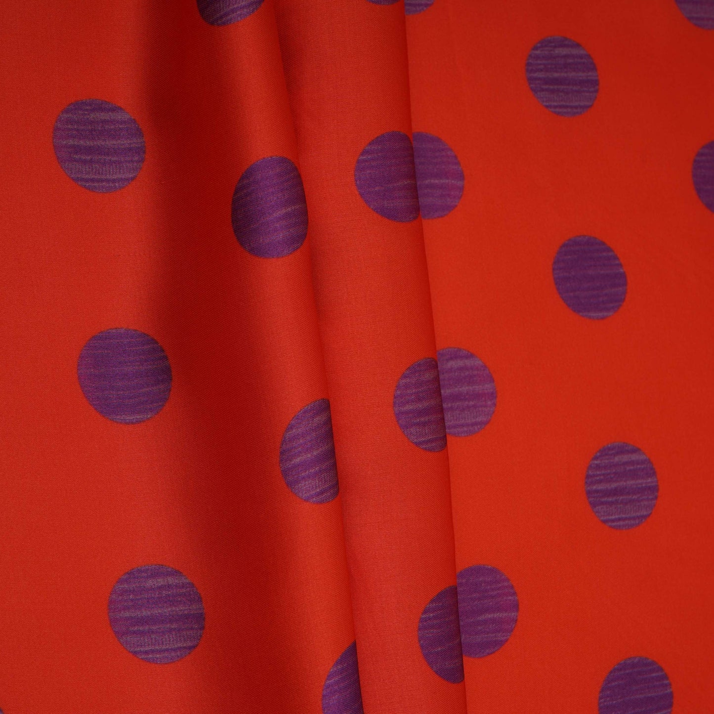 Red With Purple Polka Dot Modal Satin Fabric VP-32348