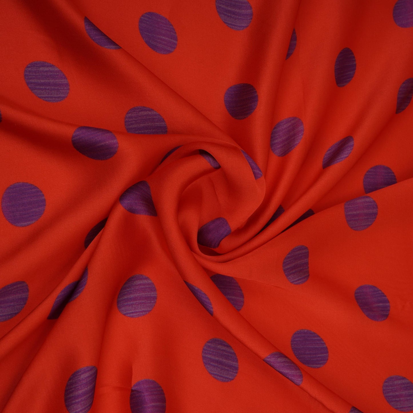 Red With Purple Polka Dot Modal Satin Fabric VP-32348