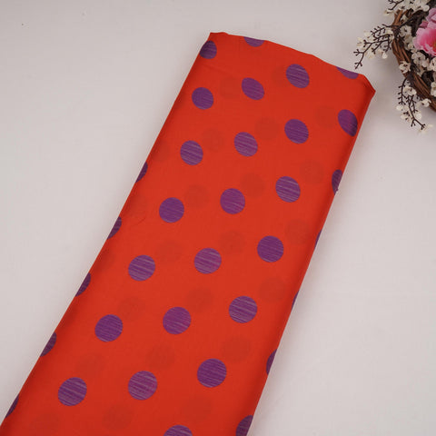 Red and purple polka dot modal satin fabric for festive wear