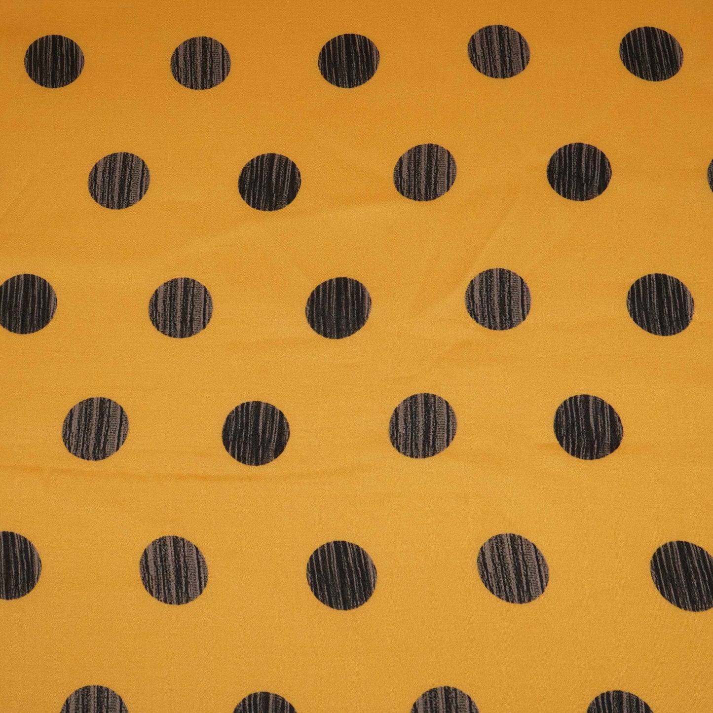 Mustard With Black Polka Dot Modal Satin Fabric VP-32352