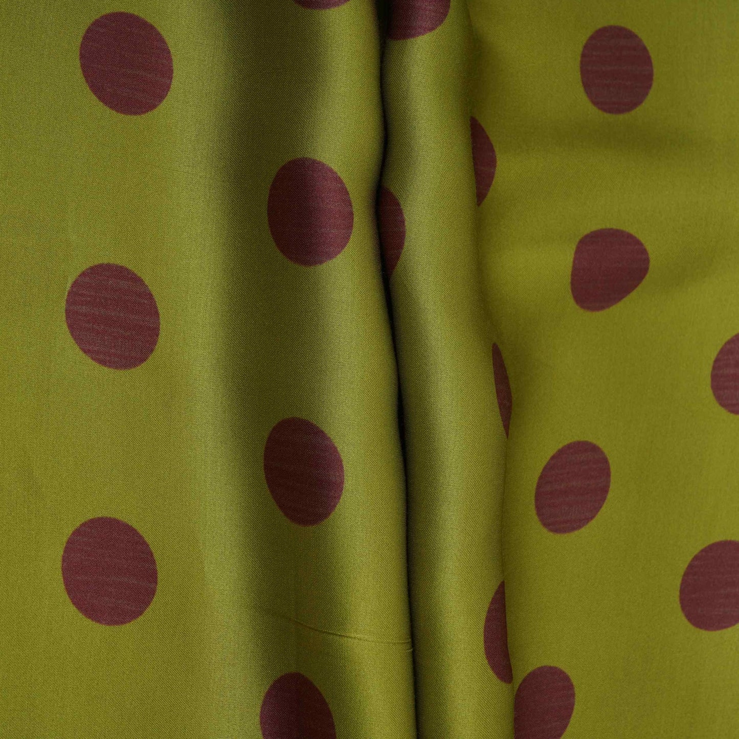 Green With Maroon Polka Dot Modal Satin Fabric VP-32349