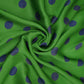 Green With Blue Polka Dot Modal Satin Fabric VP-32350