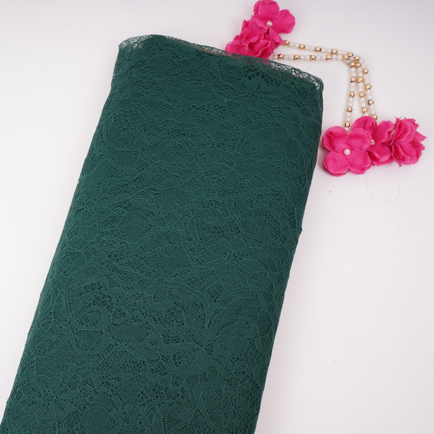 Green Floral Embroidery Lace Fabric LI-32191